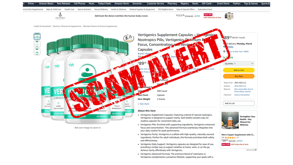 Vertigenics scam amazon